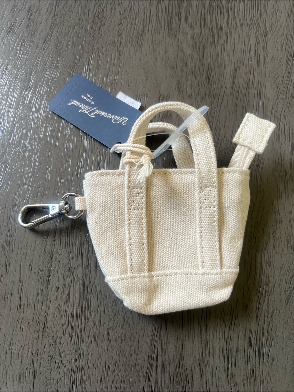 Universal Thread Cream Canvas Mini Tote Keychain